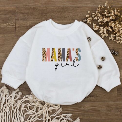 Mama's Girl Leopard Baby Romper Baby Girl Bodysuit Mommy Daughter Outfit Mother's Day Gift image 0