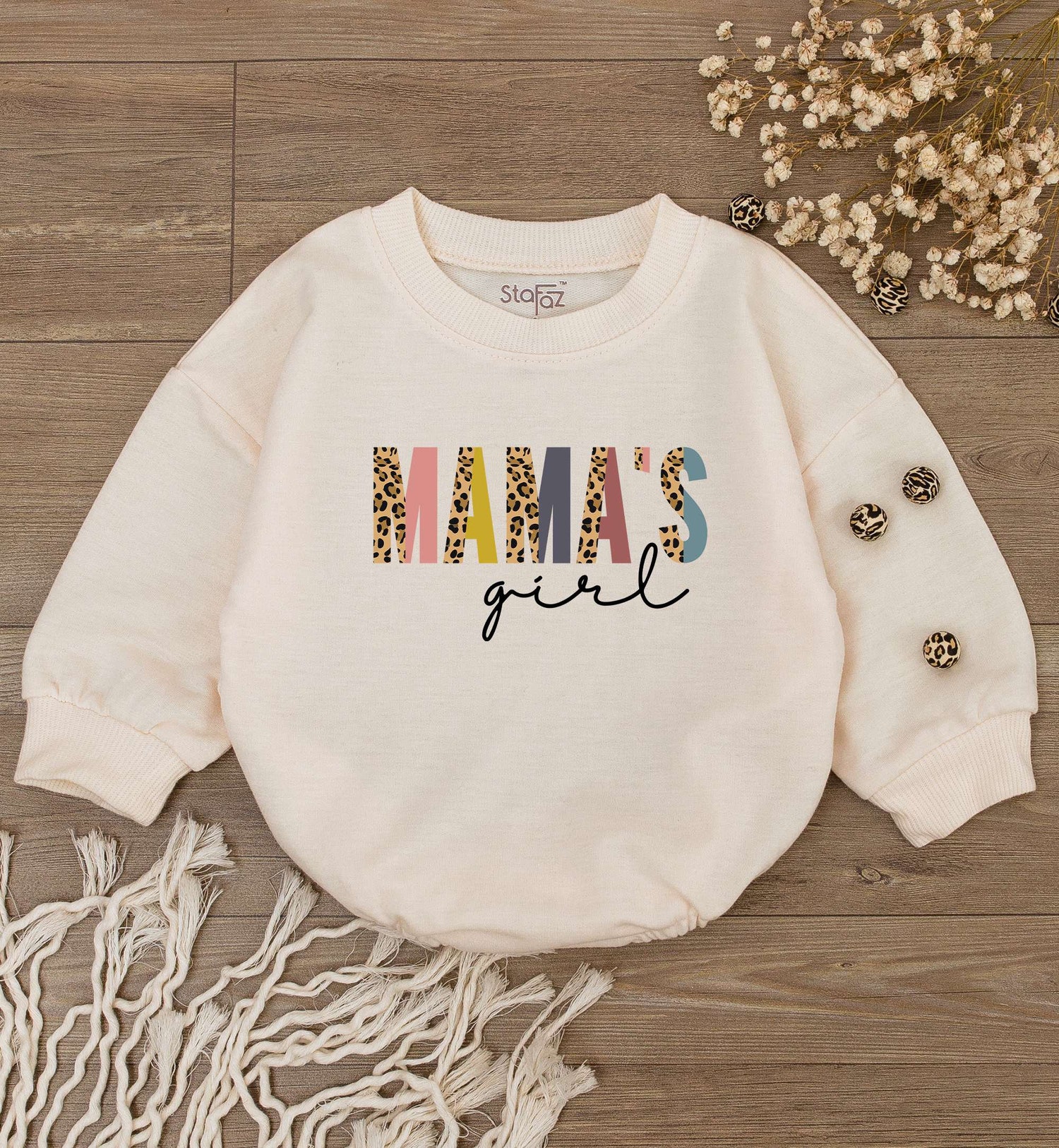 Mama's Girl Leopard Baby Romper Baby Girl Bodysuit Mommy Daughter Outfit Mother's Day Gift image 1