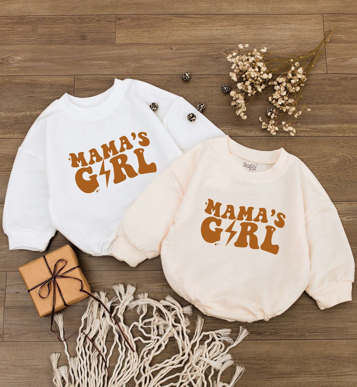 Mama's Girl Baby Romper Retro Baby Girl Bodysuit Mommy Daughter Outfit Mother's Day Gift image 3