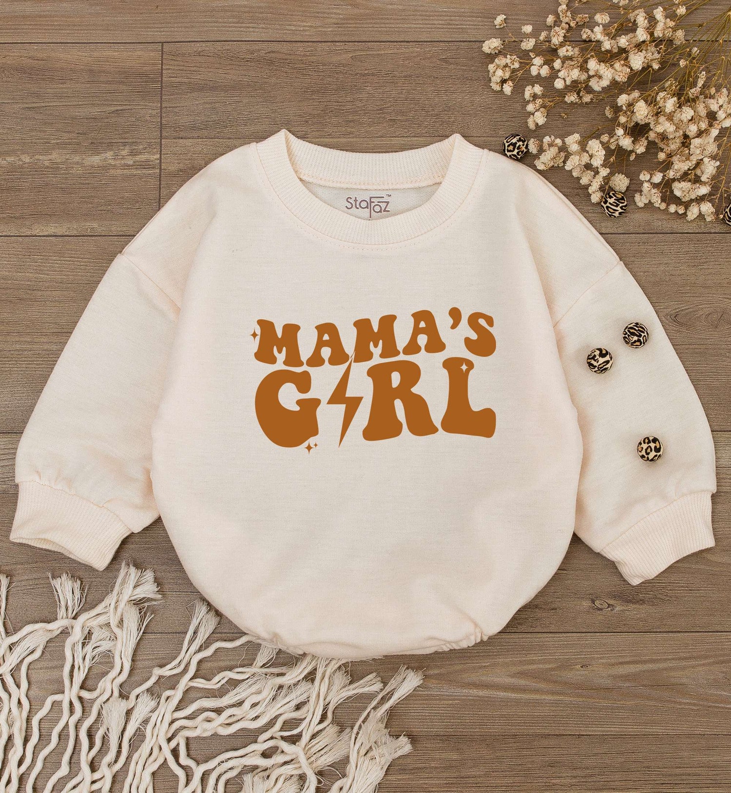 Mama's Girl Baby Romper Retro Baby Girl Bodysuit Mommy Daughter Outfit Mother's Day Gift image 1