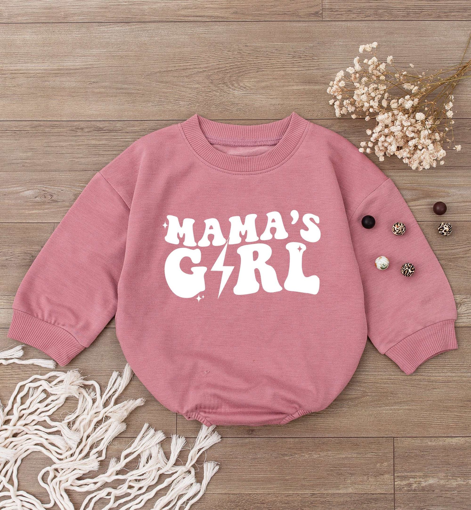 Mama's Girl Baby Romper Retro Baby Girl Bodysuit Mommy Daughter Outfit Mother's Day Gift image 2