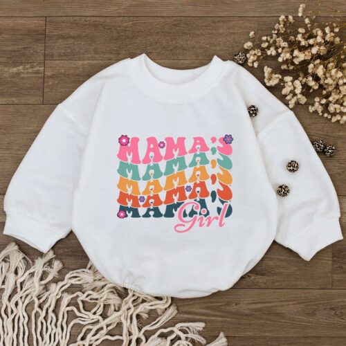 Mama's Girl Baby Romper Retro Baby Girl Bodysuit Mommy Daughter Clothes Mother's Day Gift image 0