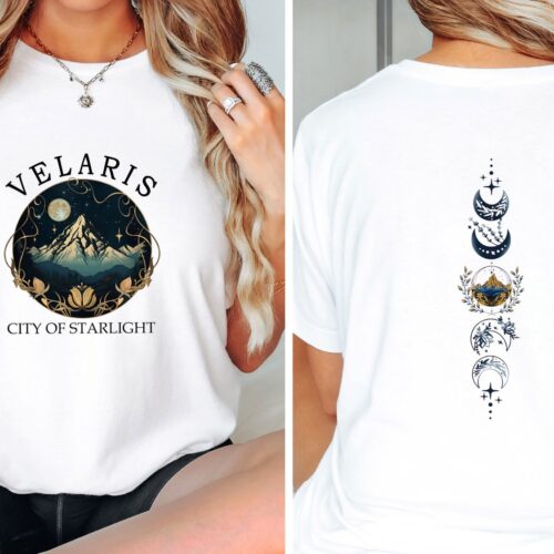 ACOTAR T-Shirt Velaris Night Court Symbol A Court of Thorns Sarah J Maas Gift Book Lover Tee image 0