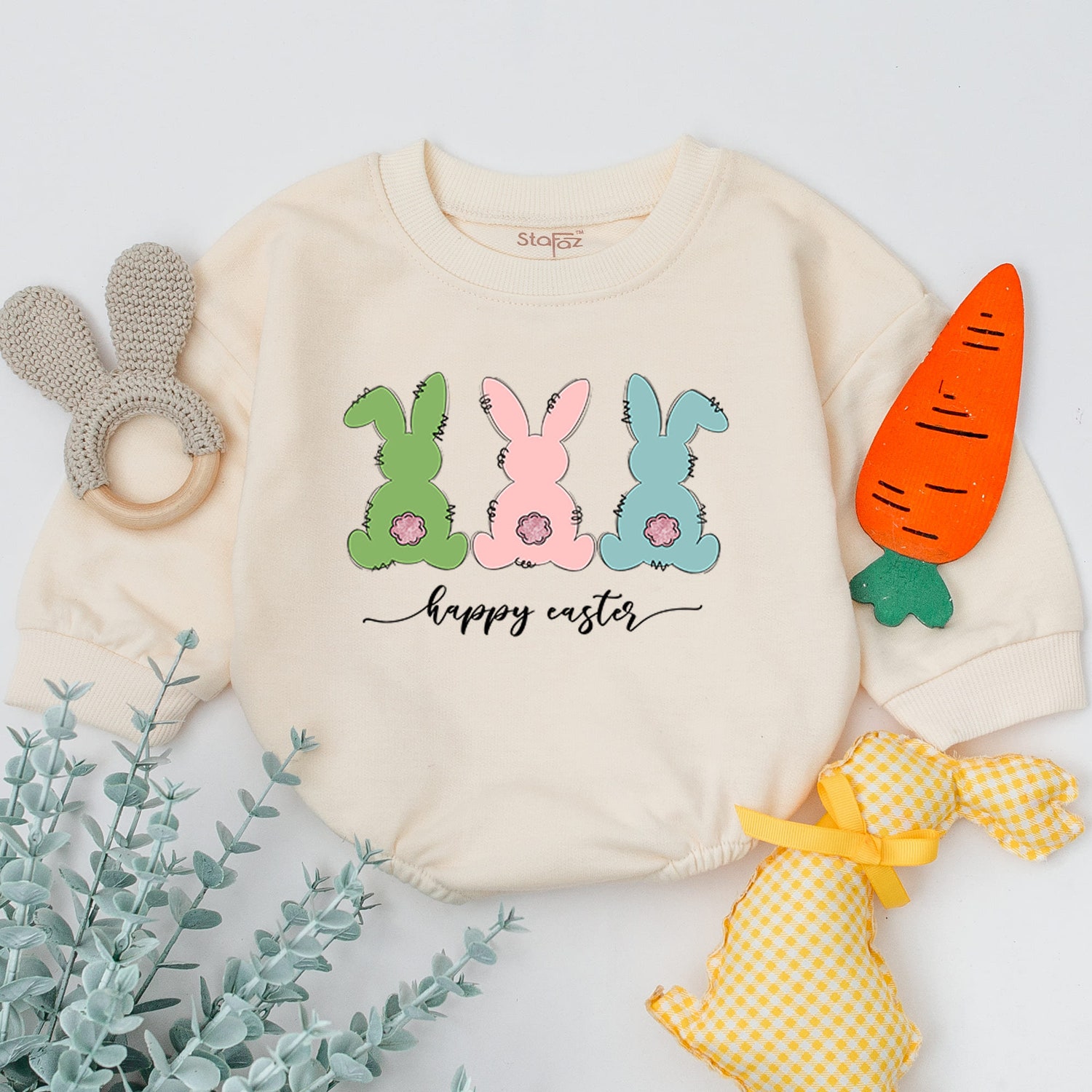 Easter Bunny Baby Romper Cute Sleepsuit for Baby's First Easter Ideal Baby Shower Gift image 1