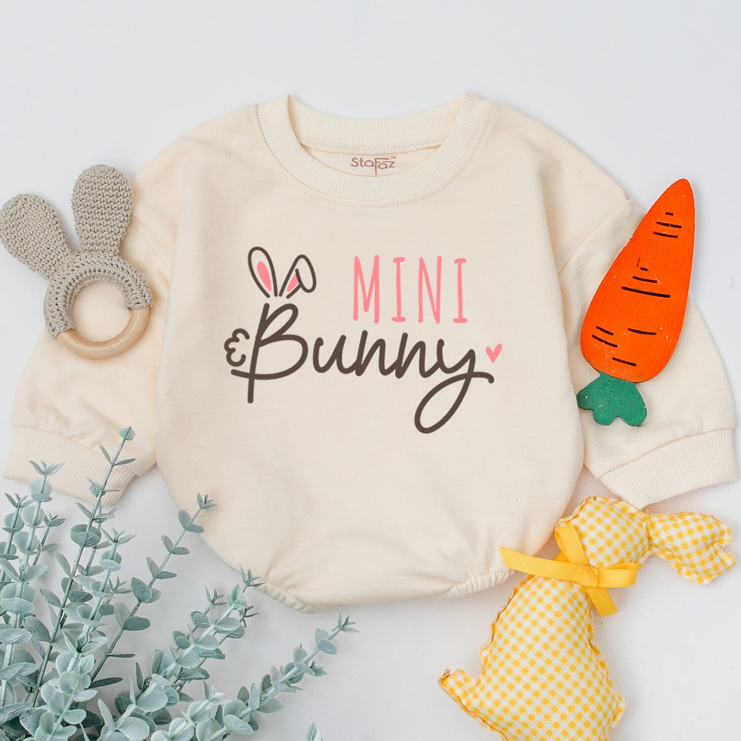 Mini Bunny Baby Romper Easter Baby Bodysuit Newborn Sleepsuit Baby Shower Gift image 1