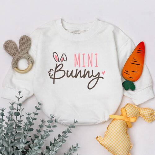 Mini Bunny Baby Romper Easter Baby Bodysuit Newborn Sleepsuit Baby Shower Gift image 0