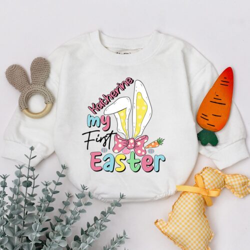 My 1st Easter Baby Romper Bunny Baby Sleepsuit Easter Baby Bodysuit Gift image 0