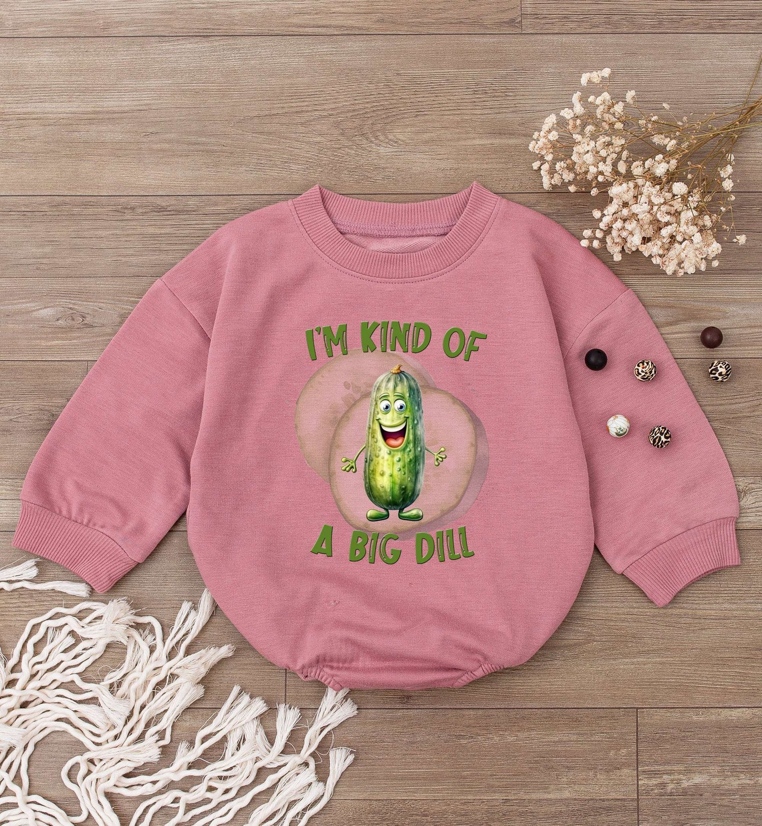 I'm Kind of Big Dill Baby Romper Cute Newborn Bodysuit Retro Pickle Kids Shirt Baby Shower Gift image 2