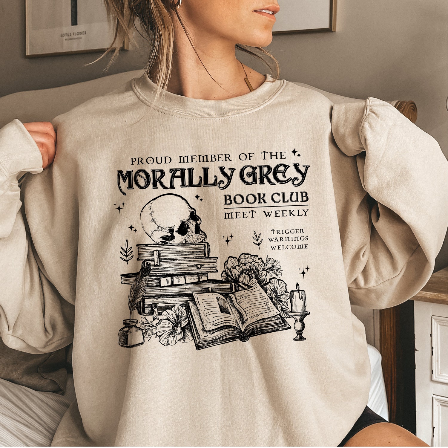 Morally Grey Book Club Shirt Dark Romance Crewneck Sweatshirt for Spooky Season Vintage Bookish Gift image 4