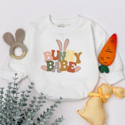 Bunny Babe Baby Romper Easter Baby Sleepsuit Newborn Bodysuit Baby Shower Gift image 0