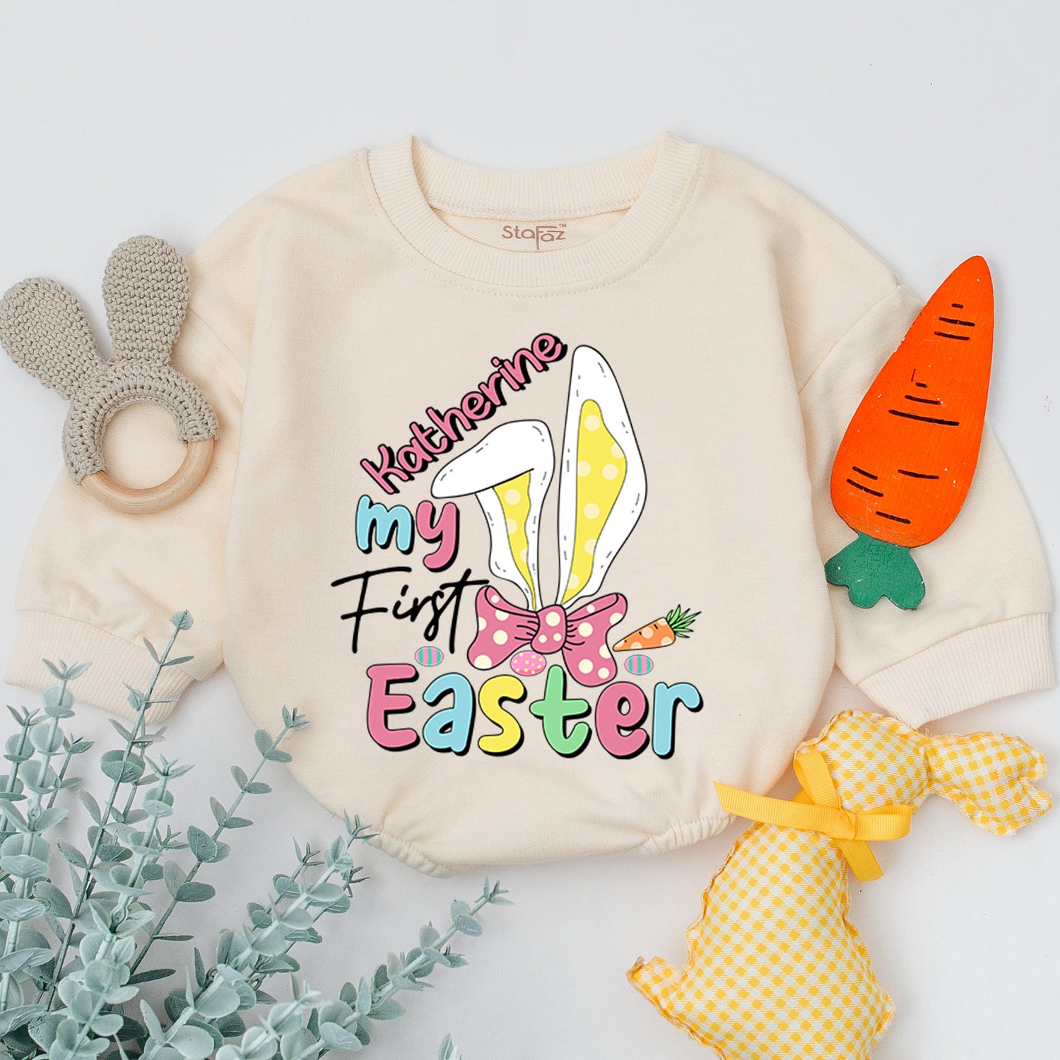 My 1st Easter Baby Romper Bunny Baby Sleepsuit Easter Baby Bodysuit Gift image 1