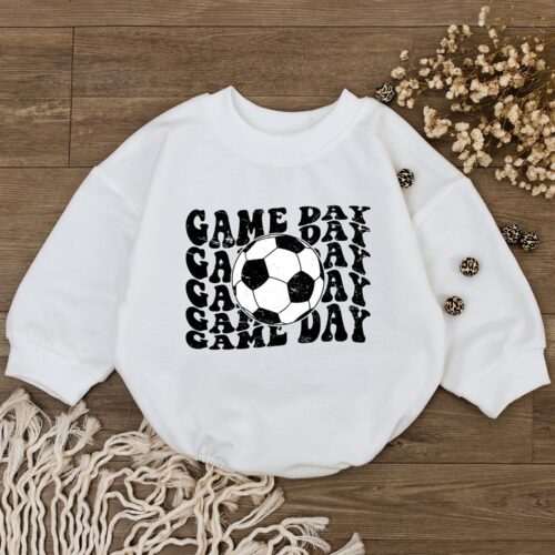 American Football Baby Romper Cute Newborn Bodysuit Retro One Piece Game Day Outfit image 0