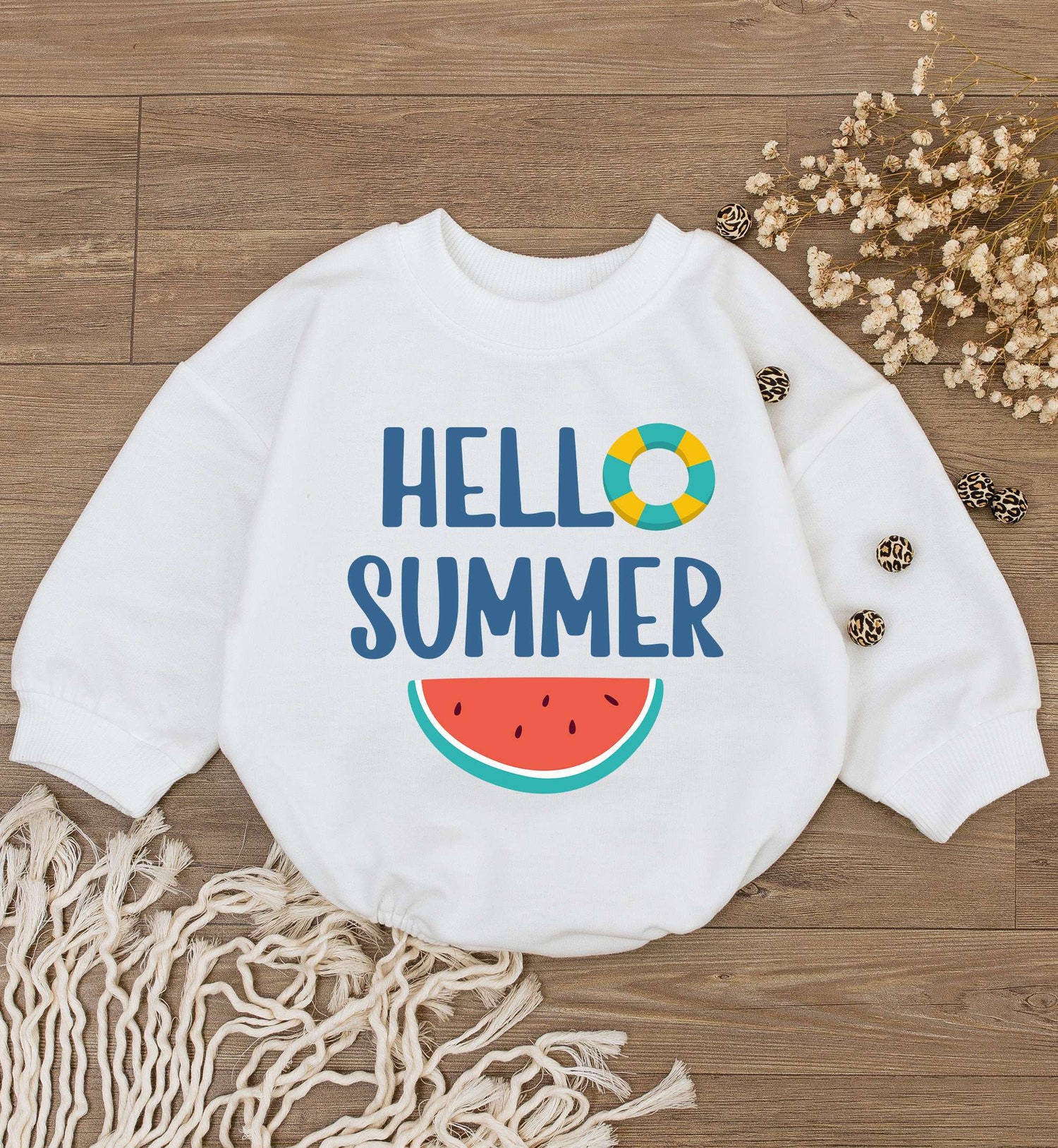 Hello Summer Baby Romper Cute Newborn Outfit Summer Vacation Bodysuit Baby Shower Gift image 1