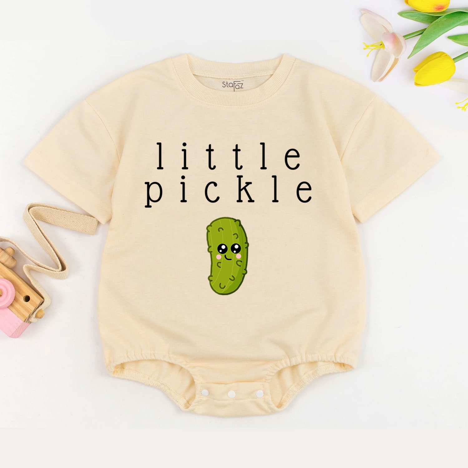 Adorable Pickle Baby Romper Cute Vegan Bodysuit Funny Pickle Jumpsuit for Babies image 1