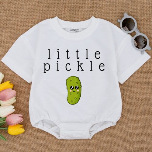 Adorable Pickle Baby Romper Cute Vegan Bodysuit Funny Pickle Jumpsuit for Babies image 0