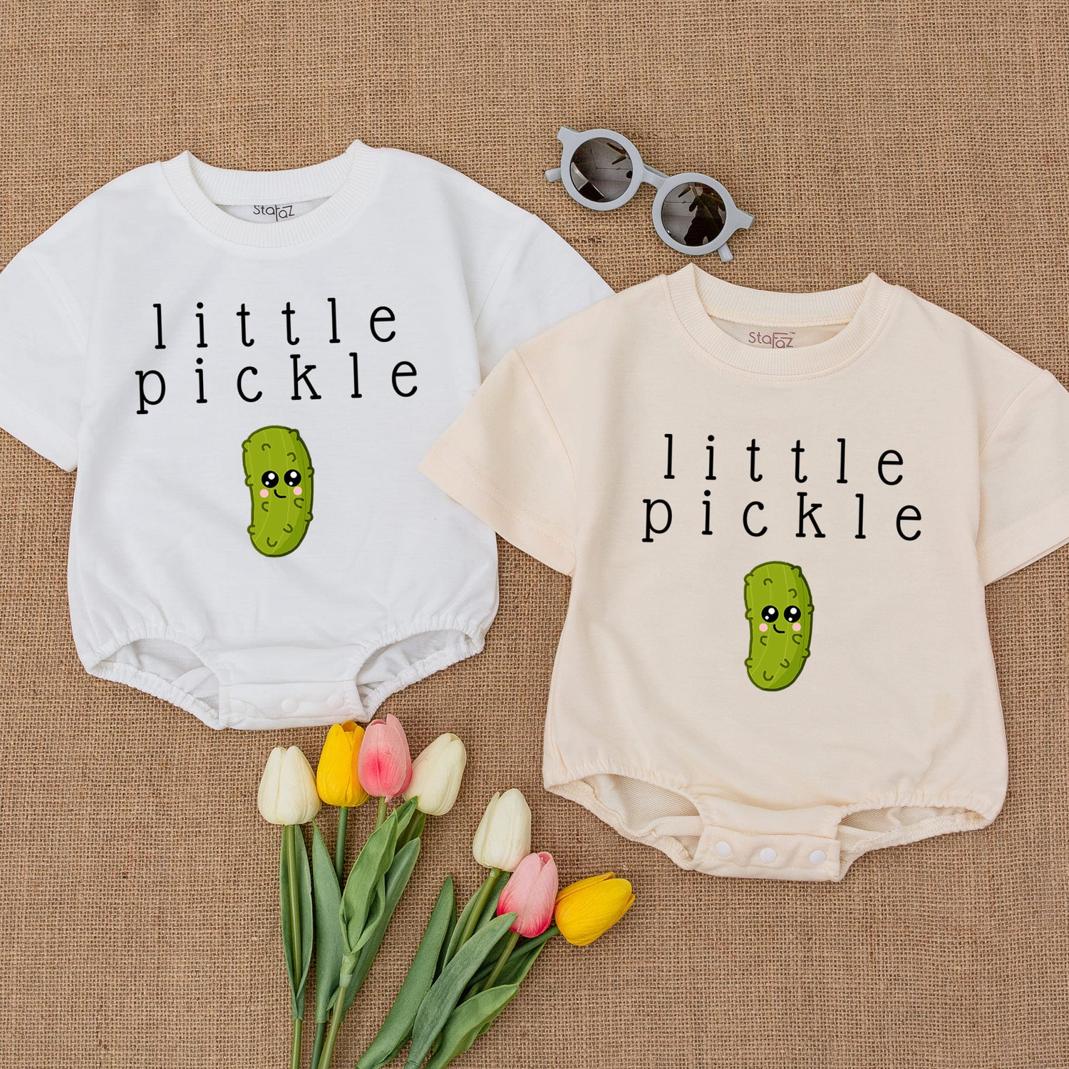 Adorable Pickle Baby Romper Cute Vegan Bodysuit Funny Pickle Jumpsuit for Babies image 4