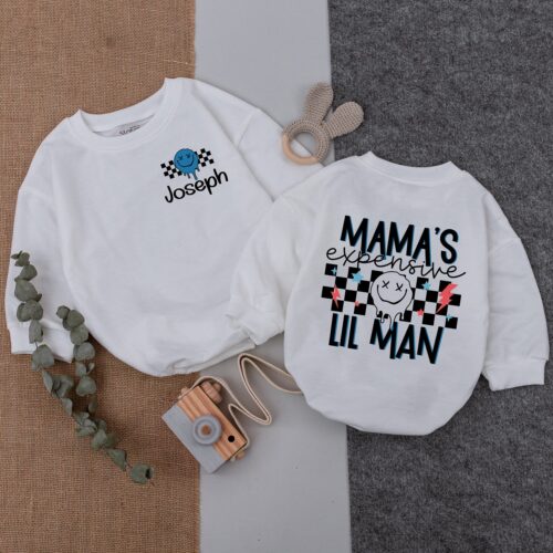 Mama's Expensive Little Man Baby Romper Personalized Bodysuit Mother's Day Gift Baby Shower image 0