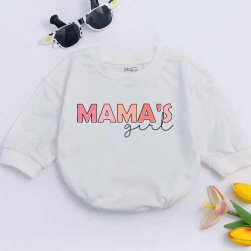 Mama's Girl Oversized Baby Romper Bubble Bodysuit Mother's Day Baby Shower Gift image 0