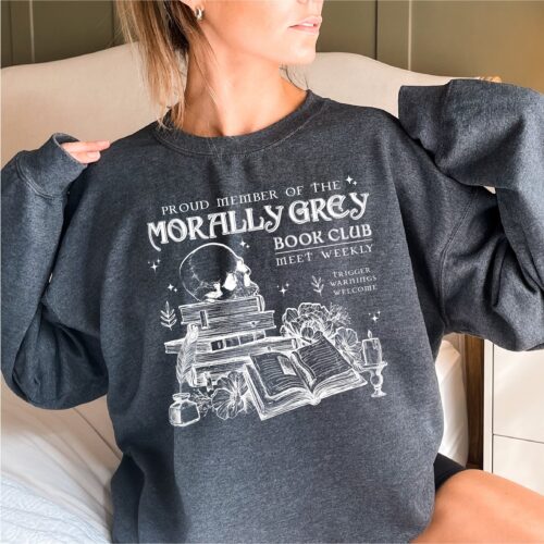 Morally Grey Book Club Shirt Dark Romance Crewneck Sweatshirt for Spooky Season Vintage Bookish Gift image 0