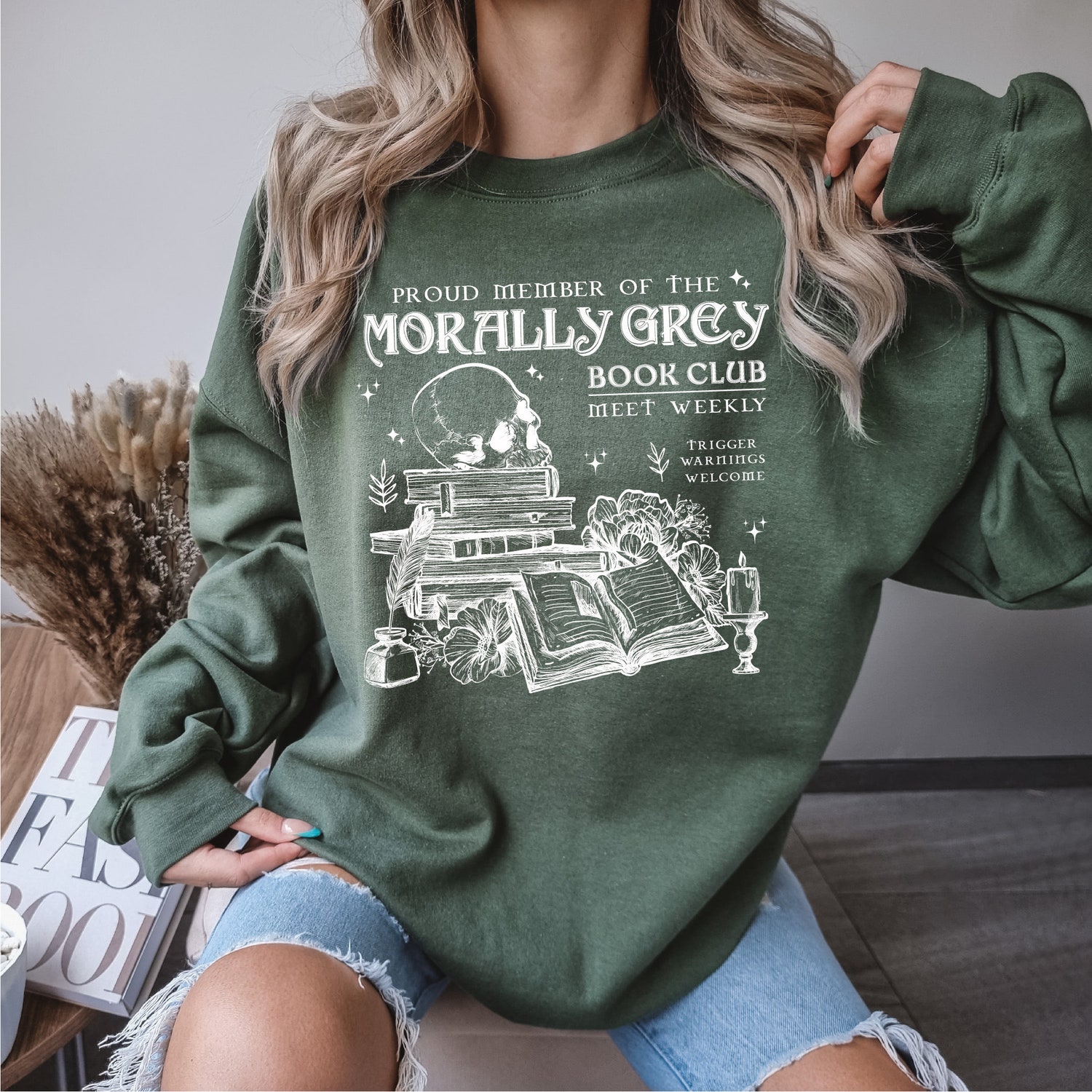 Morally Grey Book Club Shirt Dark Romance Crewneck Sweatshirt for Spooky Season Vintage Bookish Gift image 2