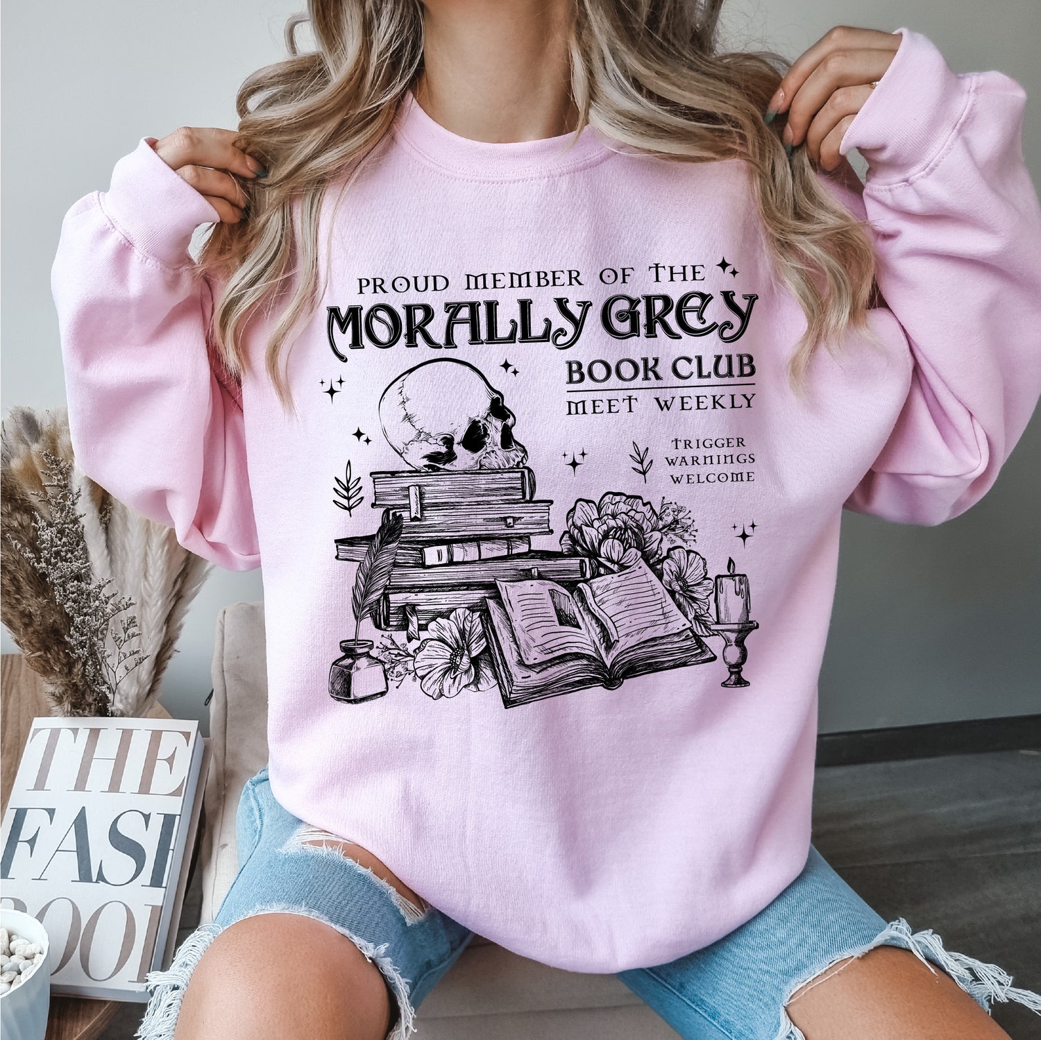 Morally Grey Book Club Shirt Dark Romance Crewneck Sweatshirt for Spooky Season Vintage Bookish Gift image 3