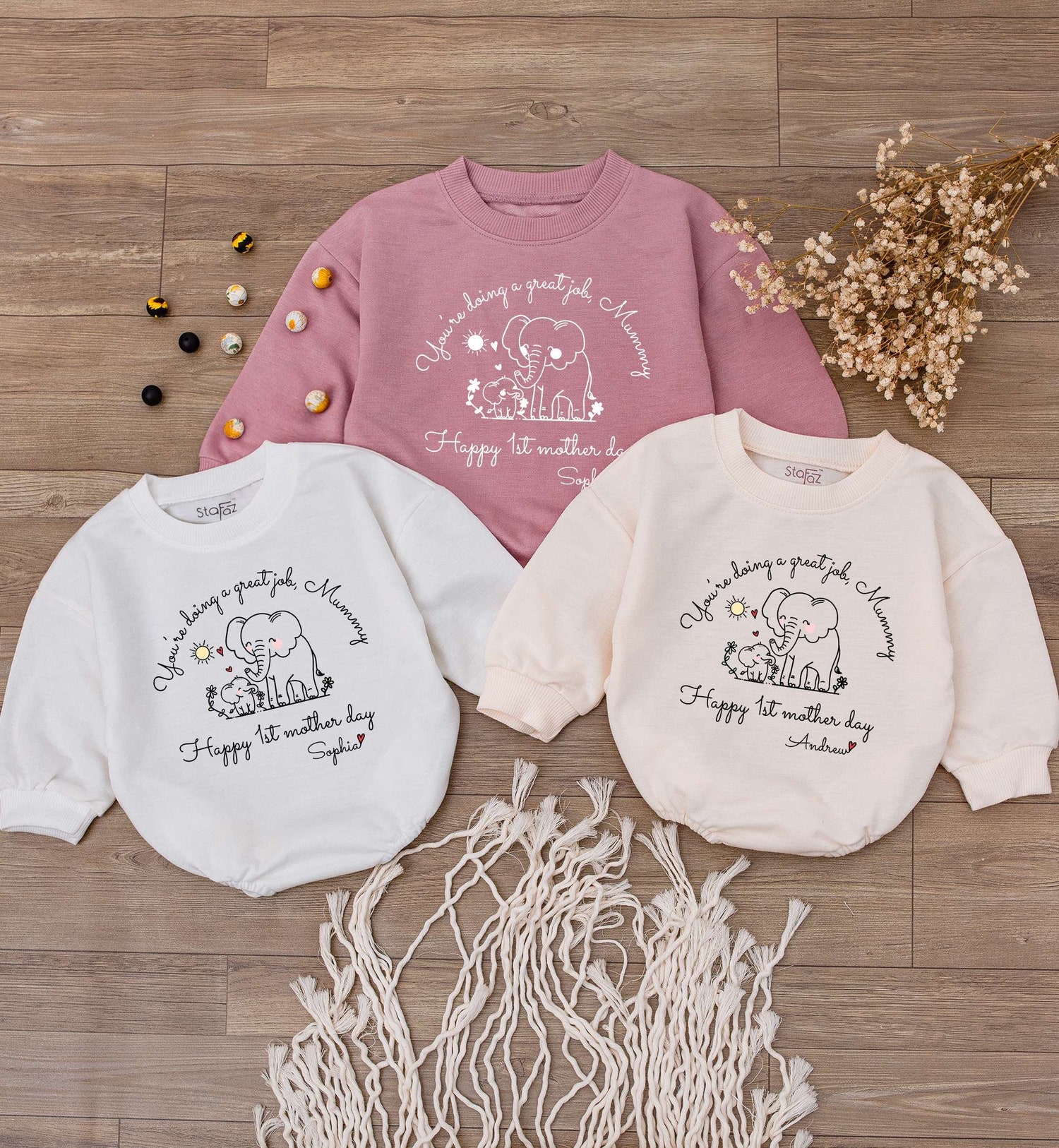 Custom You're Doing a Great Job Mommy Baby Romper Personalized First Mother's Day Bodysuit Gift image 3