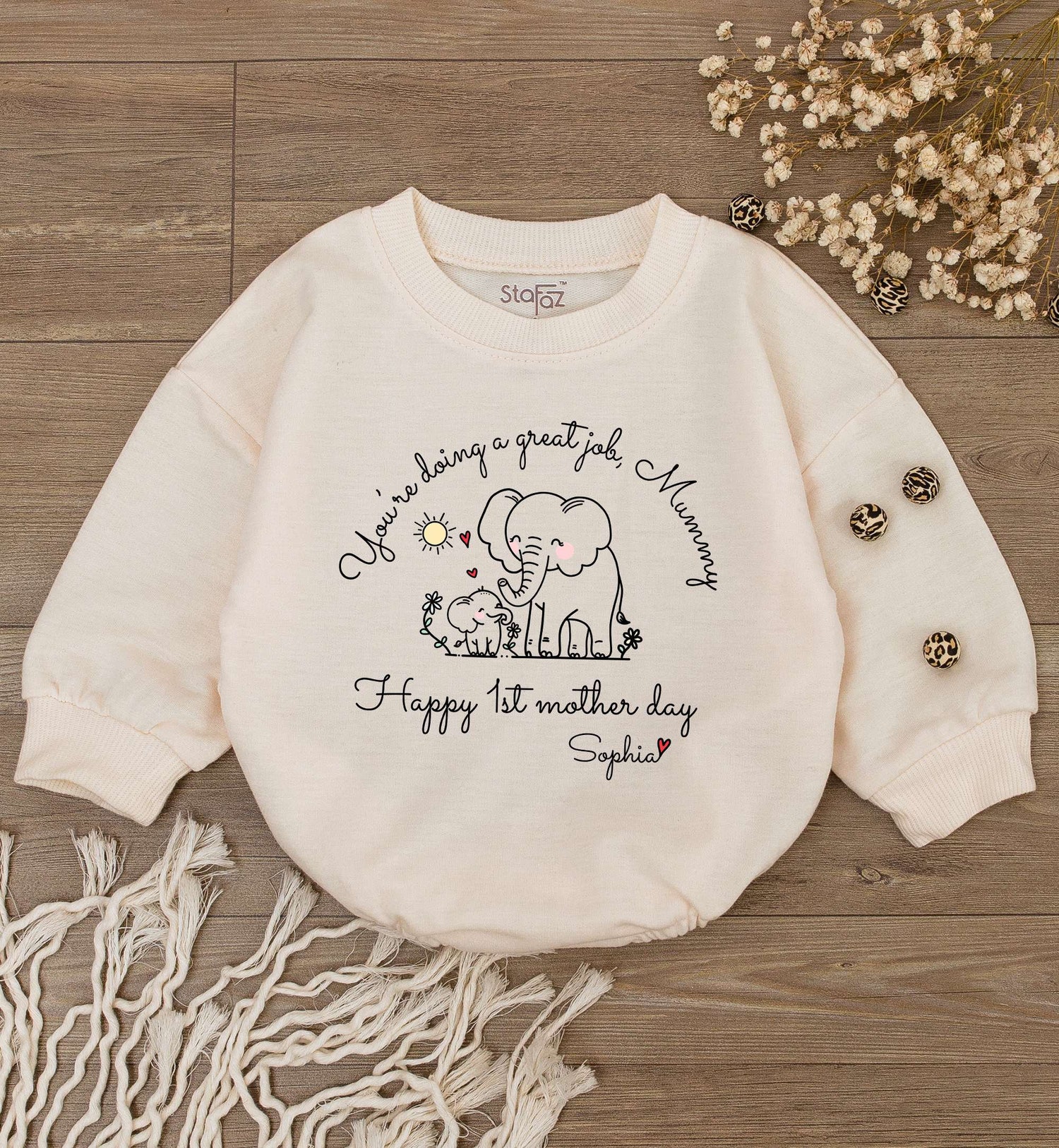 Custom You're Doing a Great Job Mommy Baby Romper Personalized First Mother's Day Bodysuit Gift image 1