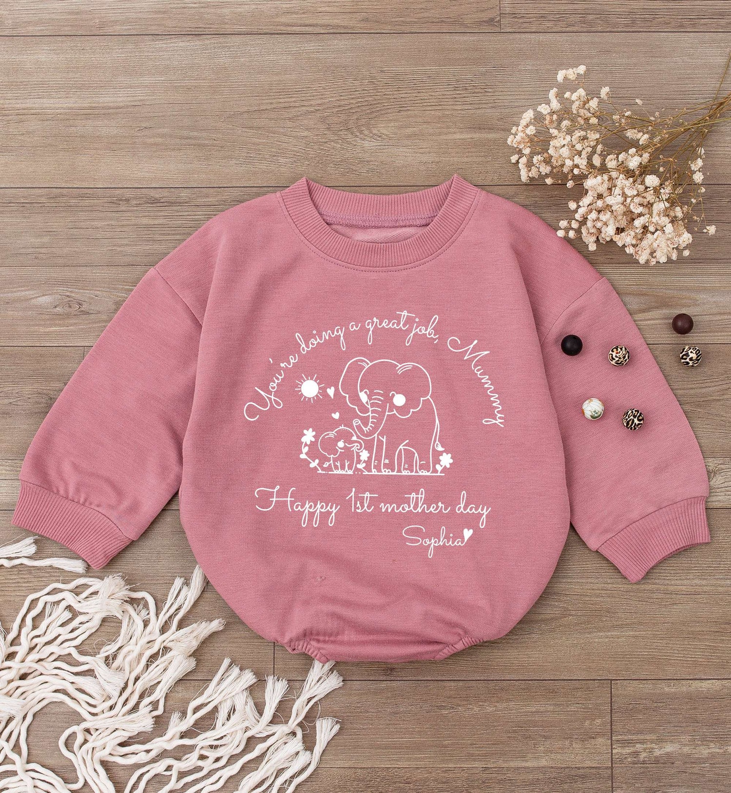 Custom You're Doing a Great Job Mommy Baby Romper Personalized First Mother's Day Bodysuit Gift image 2