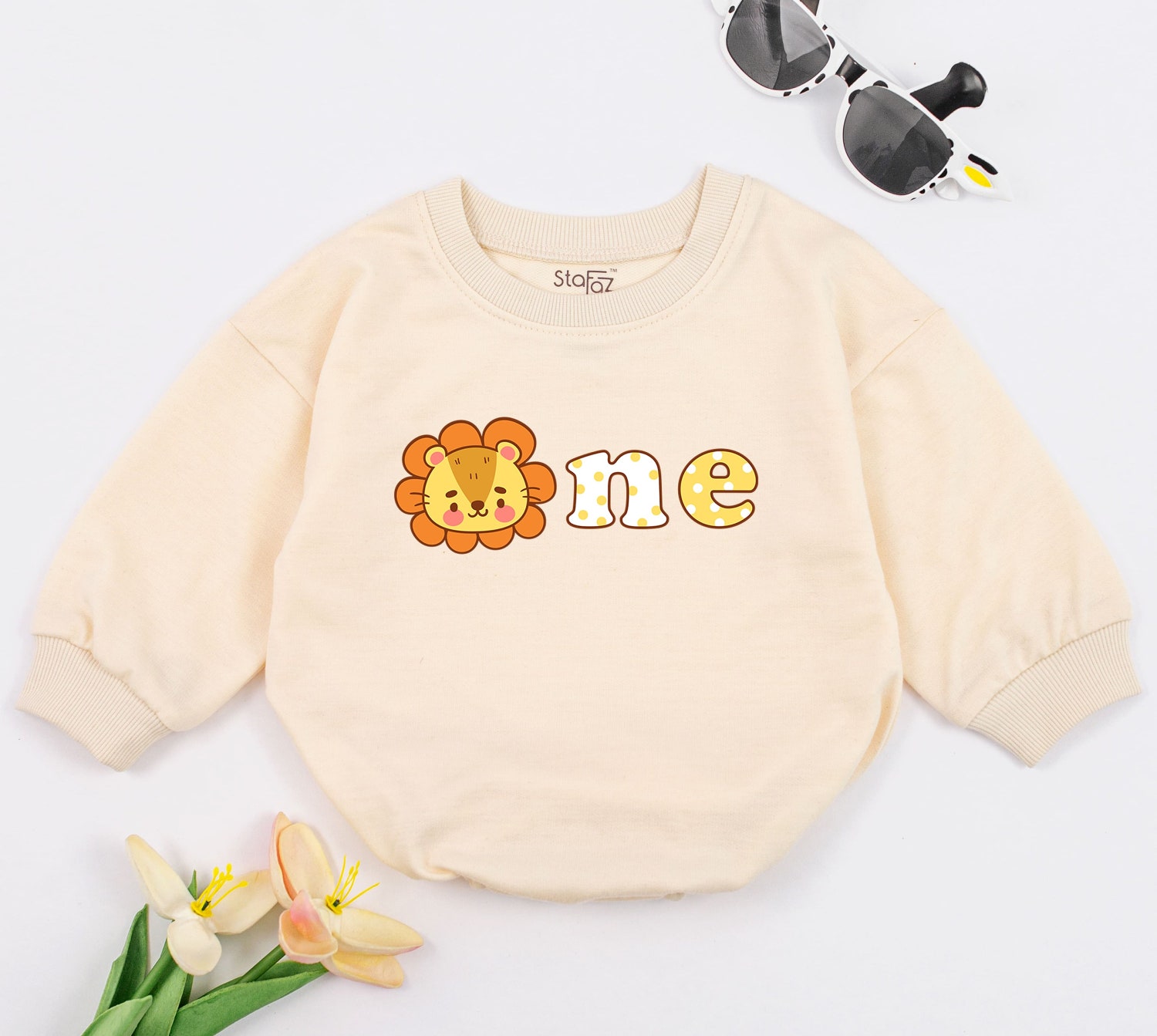 First Birthday Baby Romper Cute Animal Infant Bodysuit Boys Girls 1st Birthday Gift image 1