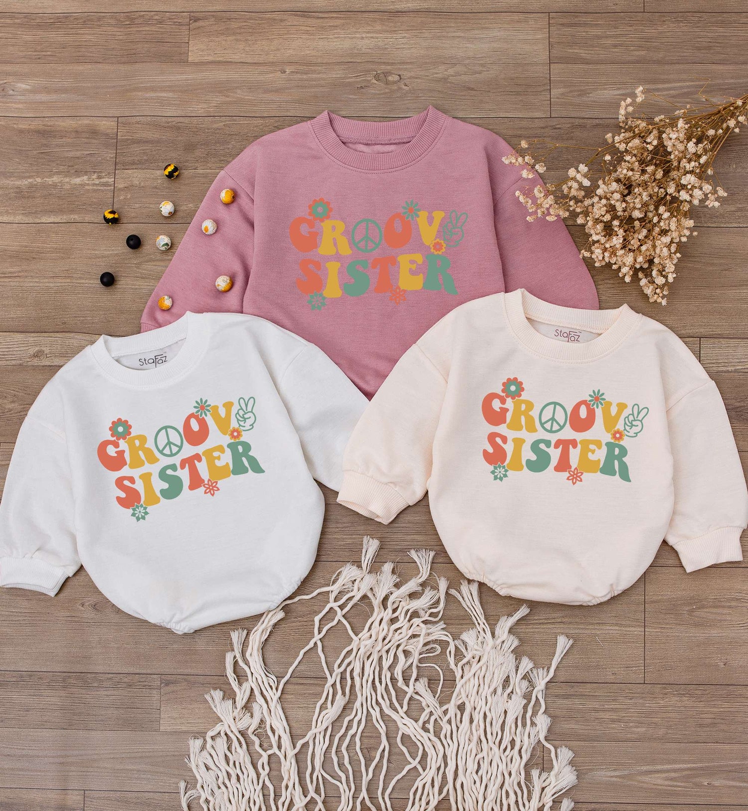 Groovy Sister Baby Bodysuit Big Sis Newborn Romper Baby Shower Outfit 1st Mother's Day Shirt Toddler Tee image 3