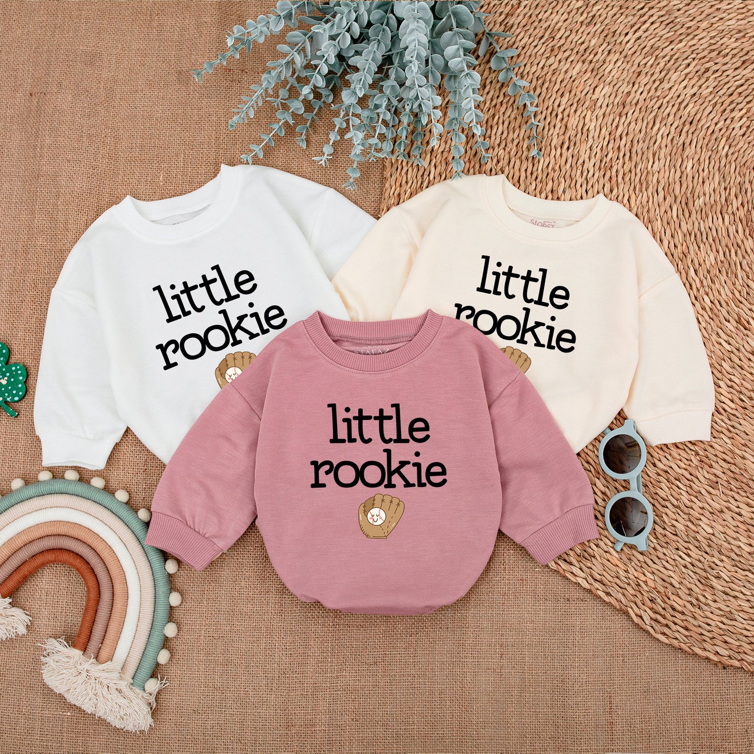 Baseball Baby Announcement Romper Little Rookie Game Day Outfit Father's Day Gift image 3