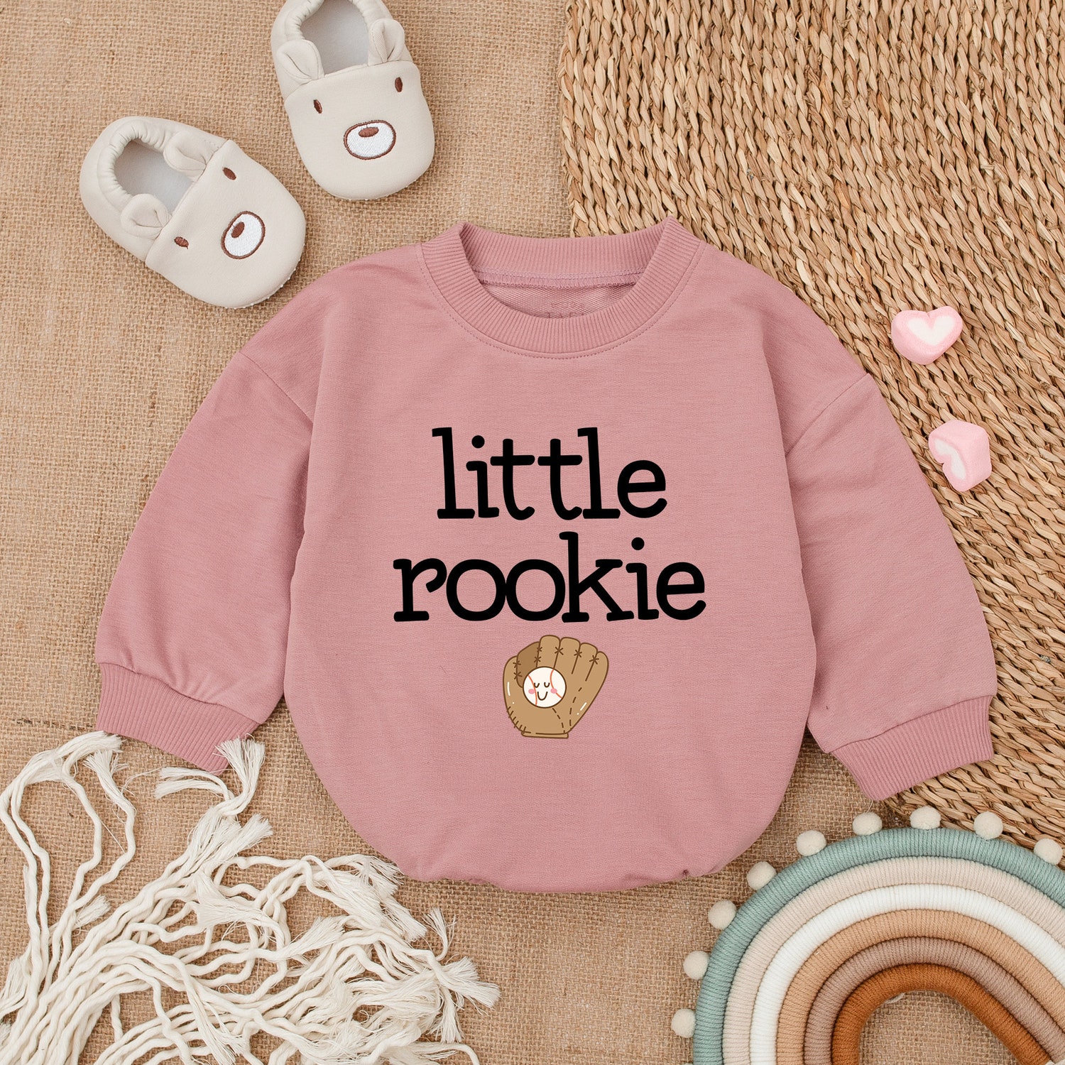 Baseball Baby Announcement Romper Little Rookie Game Day Outfit Father's Day Gift image 2