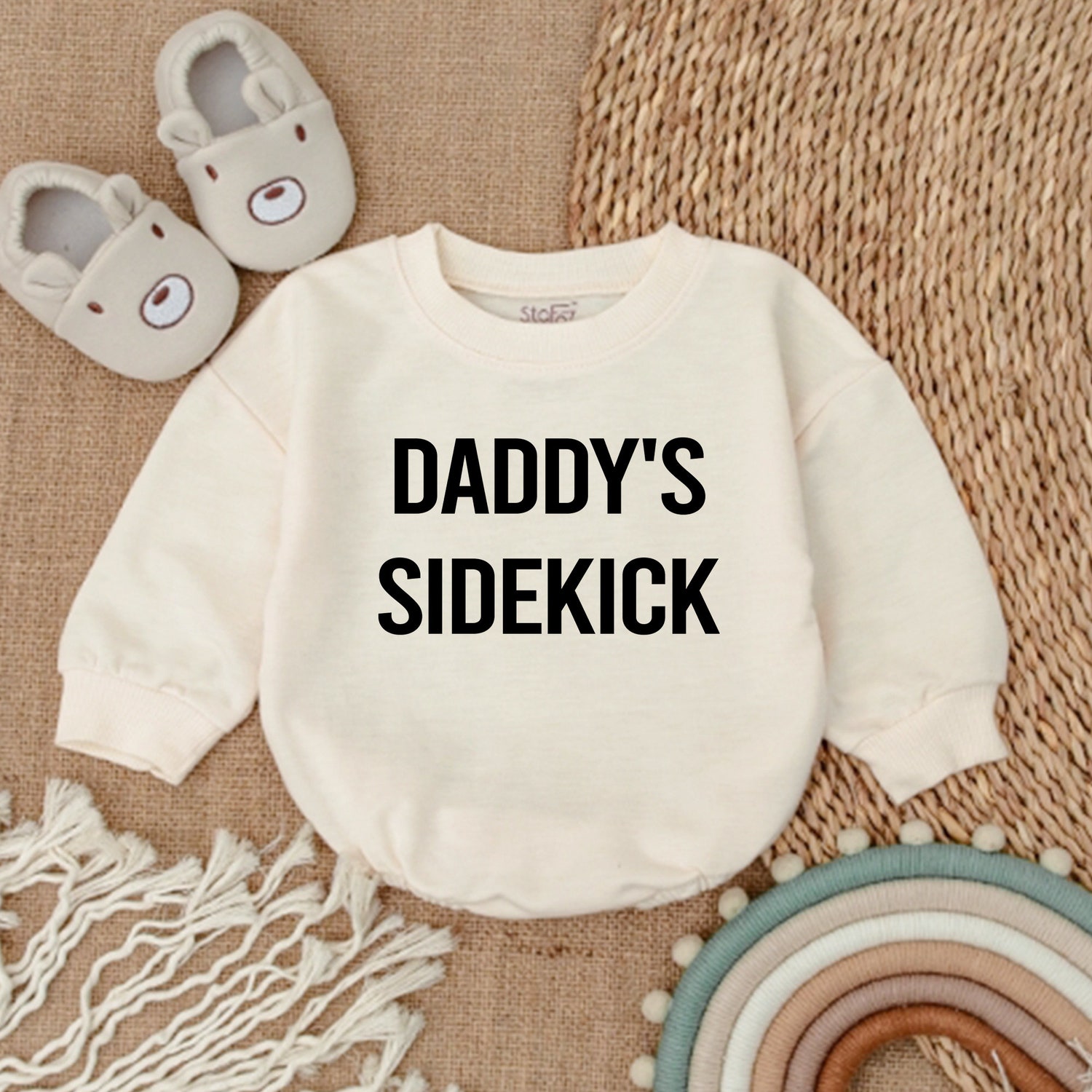 First Father's Day Outfit Daddy's Sidekick Baby Romper Baby Boy Clothes Father's Day Gift image 1