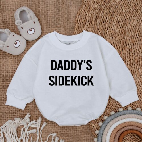 First Father's Day Outfit Daddy's Sidekick Baby Romper Baby Boy Clothes Father's Day Gift image 0