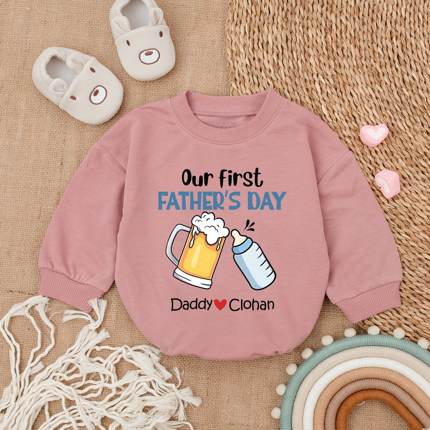 Personalized Funny First Father's Day Baby Boy Romper Dad and Son Outfit Father's Day Gift image 2