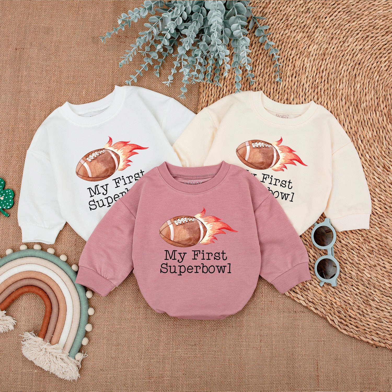 Superbowl Baby Romper Football Baby Gift Game Day Newborn Outfit Baby Bodysuit image 3