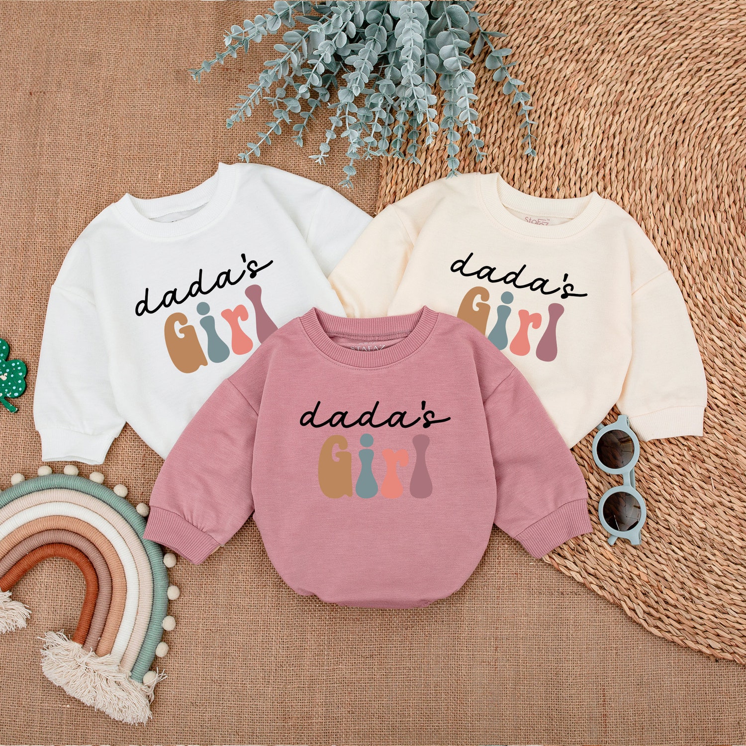 Daddy's Girl Bubble Romper for Baby Girl First Father's Day Outfit Daddy & Me Bodysuit Gift image 3