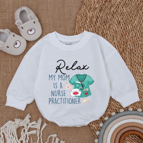 Nurse Practitioner Baby Romper Newborn Baby Shower Gift Pregnancy Announcement Outfit image 0