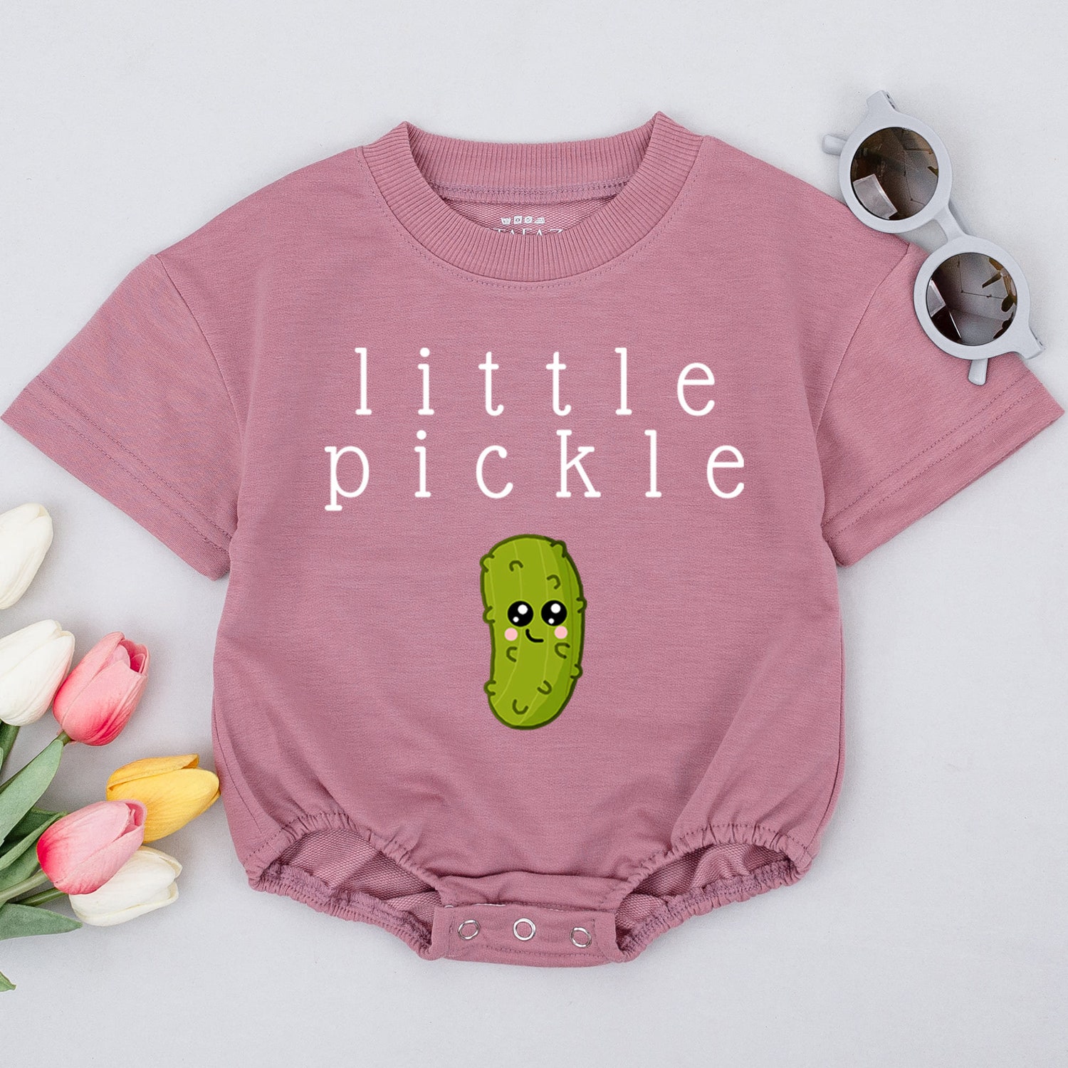 Adorable Pickle Baby Romper Cute Vegan Bodysuit Funny Pickle Jumpsuit for Babies image 2