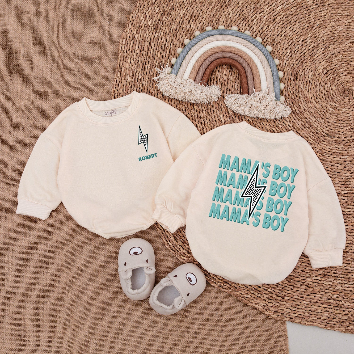 My Mama's Boy Era Romper Cute Mama's Boy Bodysuit and Shirt Baby Boy Outfit Gift image 1