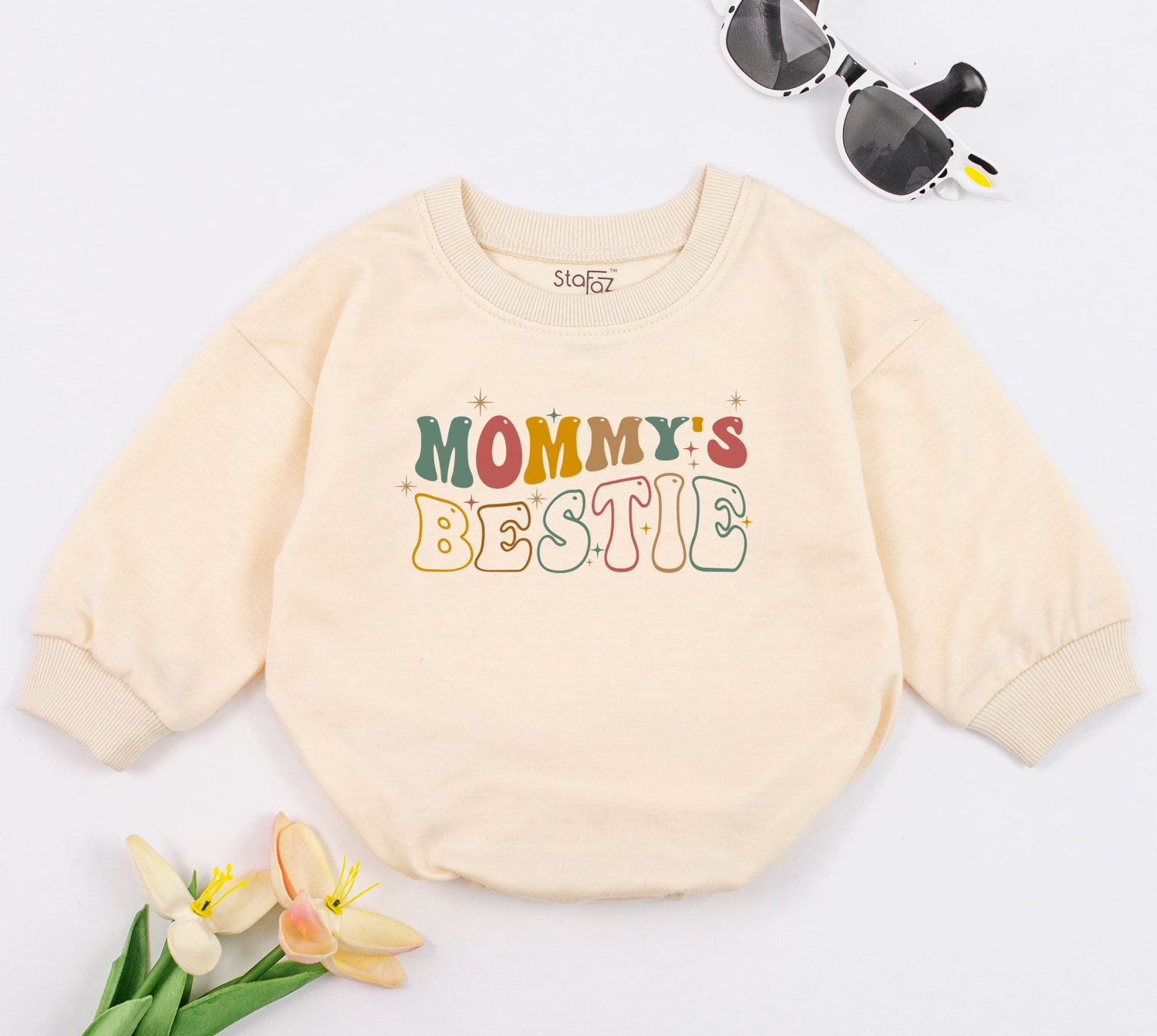 Mommy's Bestie Baby Romper Mother's Day Gift Baby Shower Clothes New Baby Outfit image 1