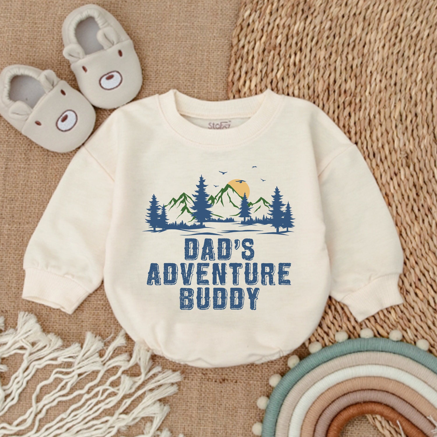 Dad's Adventure Buddy Baby Romper Daddy & Me Bodysuit Baby Girl Outfit Gift for Baby Boy image 1