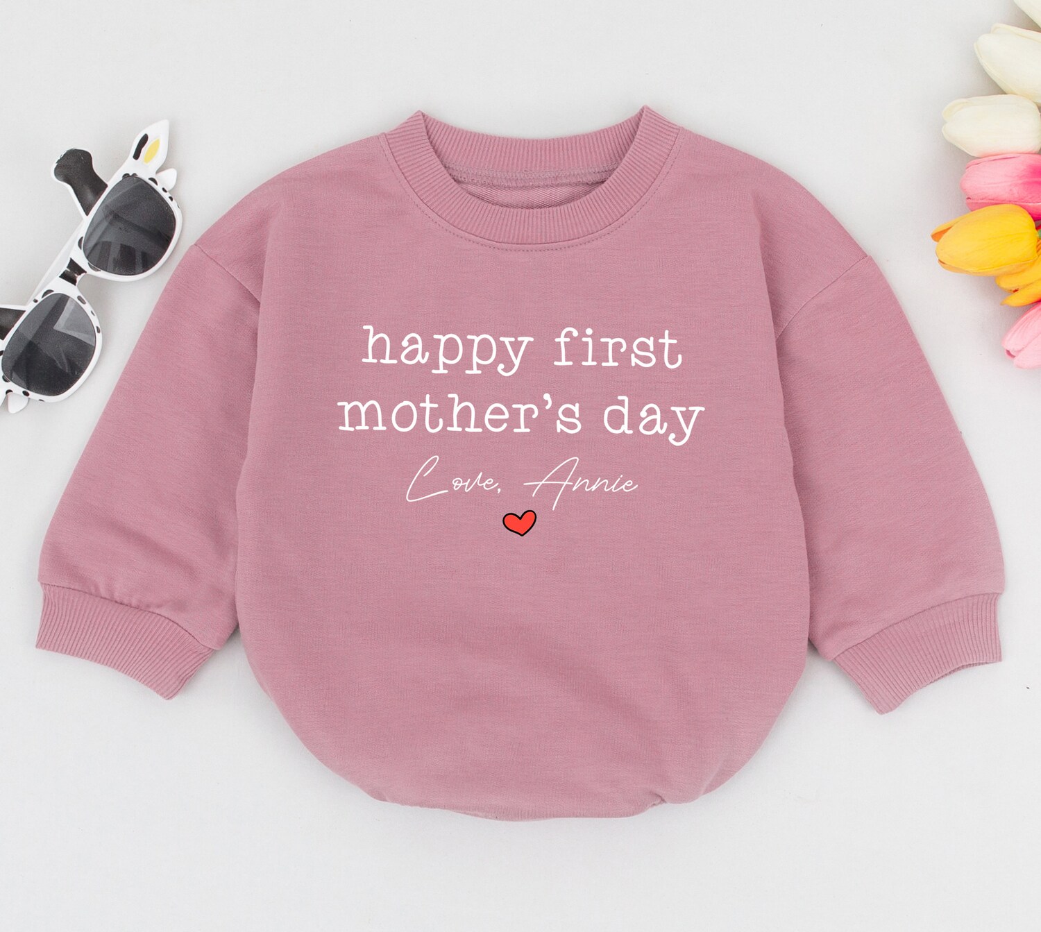 Happy First Mother's Day Personalized Baby Romper Baby Shower Gift 1st Mother's Day Bodysuit image 2