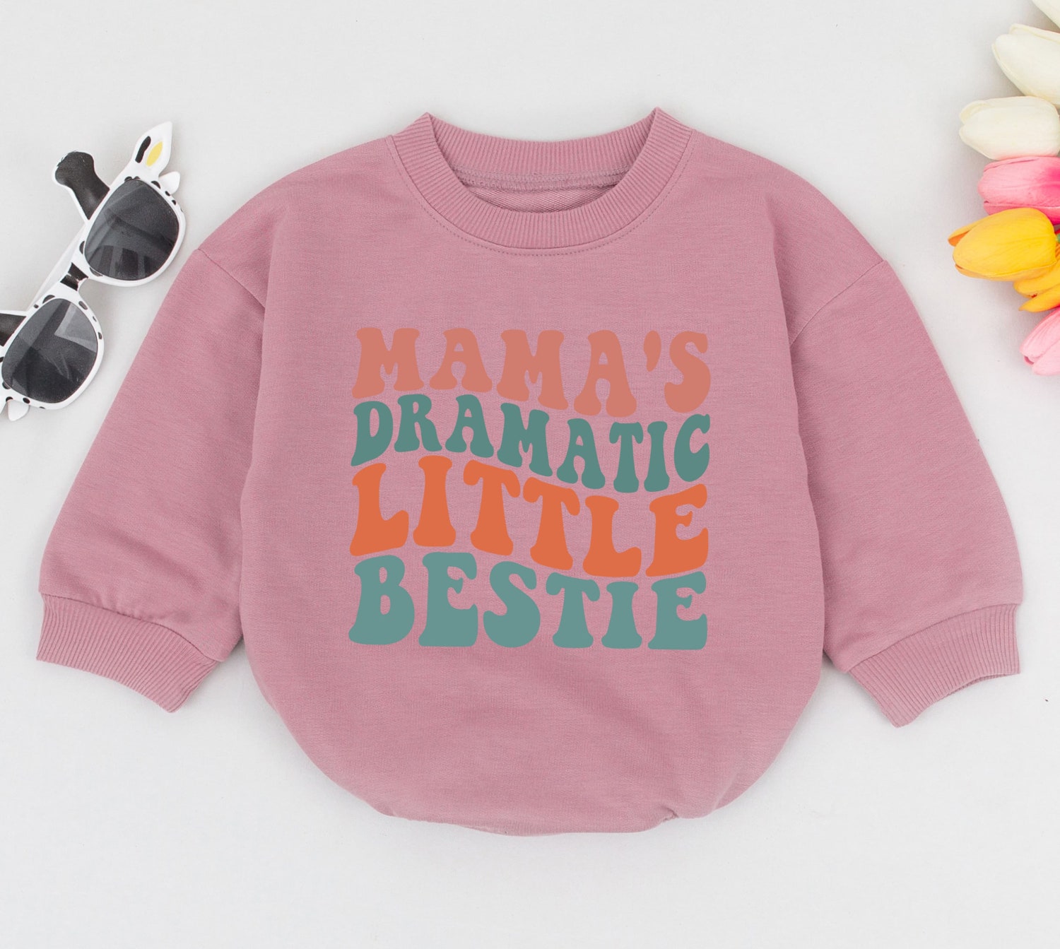 Mama's Dramatic Little Bestie Baby Romper Mother's Day Gift Baby Shower Newborn Bodysuit image 2