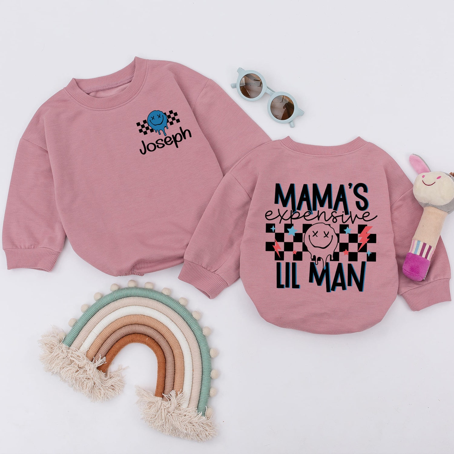 Mama's Expensive Little Man Baby Romper Personalized Bodysuit Mother's Day Gift Baby Shower image 2