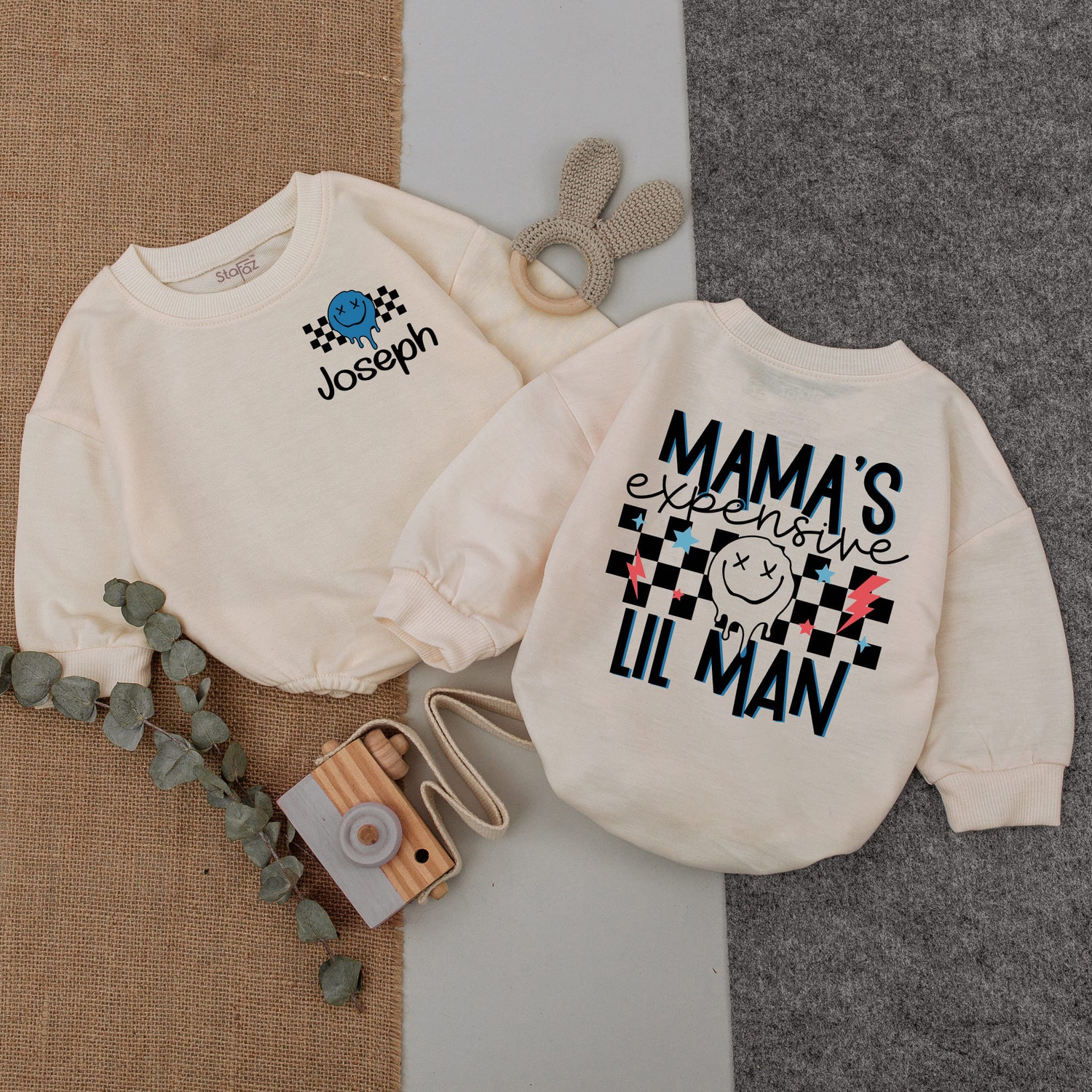 Mama's Expensive Little Man Baby Romper Personalized Bodysuit Mother's Day Gift Baby Shower image 1