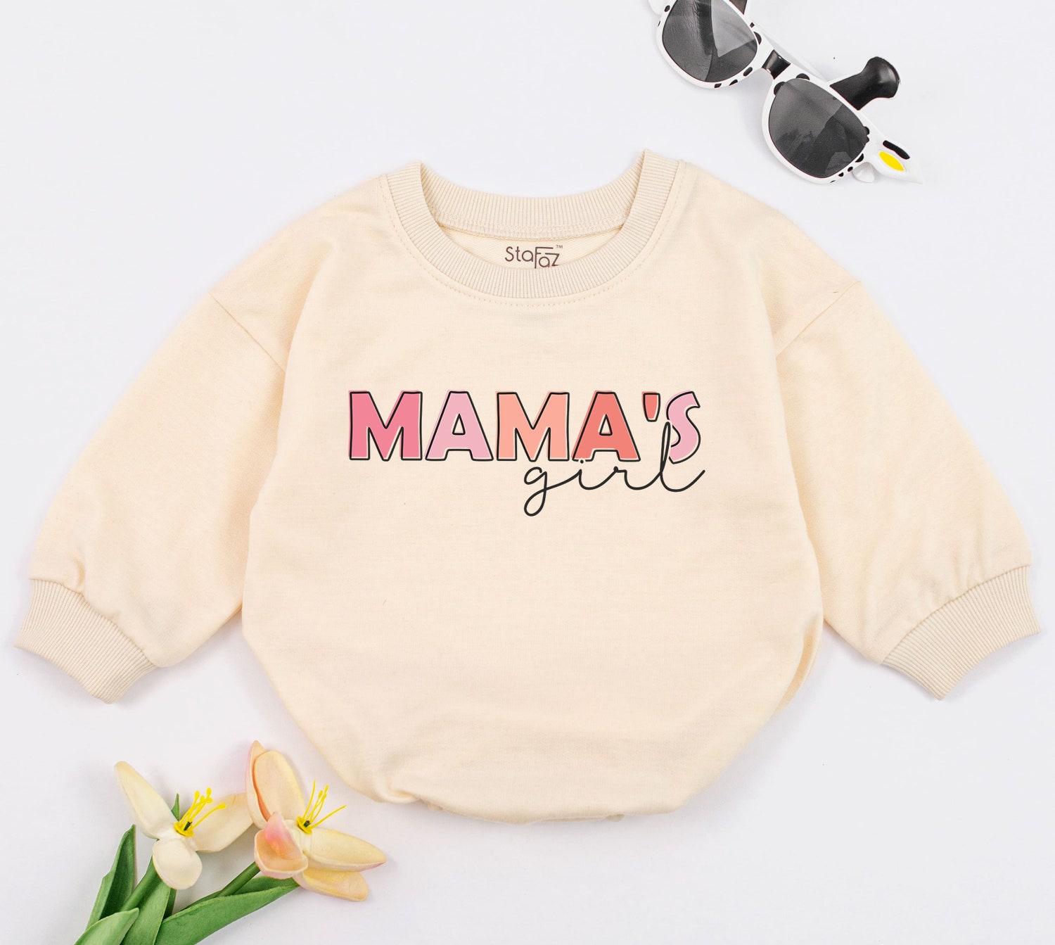 Mama's Girl Oversized Baby Romper Bubble Bodysuit Mother's Day Baby Shower Gift image 1