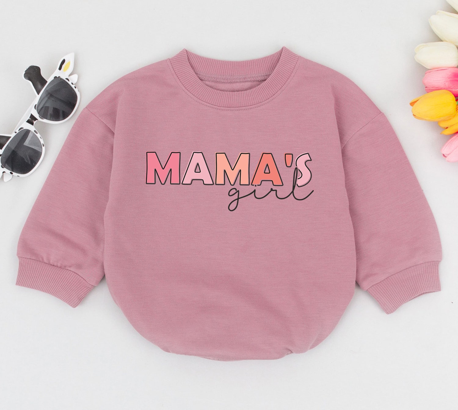 Mama's Girl Oversized Baby Romper Bubble Bodysuit Mother's Day Baby Shower Gift image 2