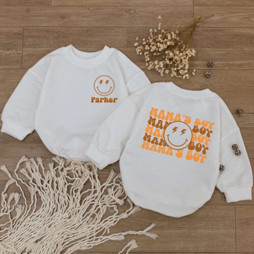 Custom Mama's Boy Baby Bubble Romper Newborn Outfit Mother's Day Gift Baby Shower Gift image 0