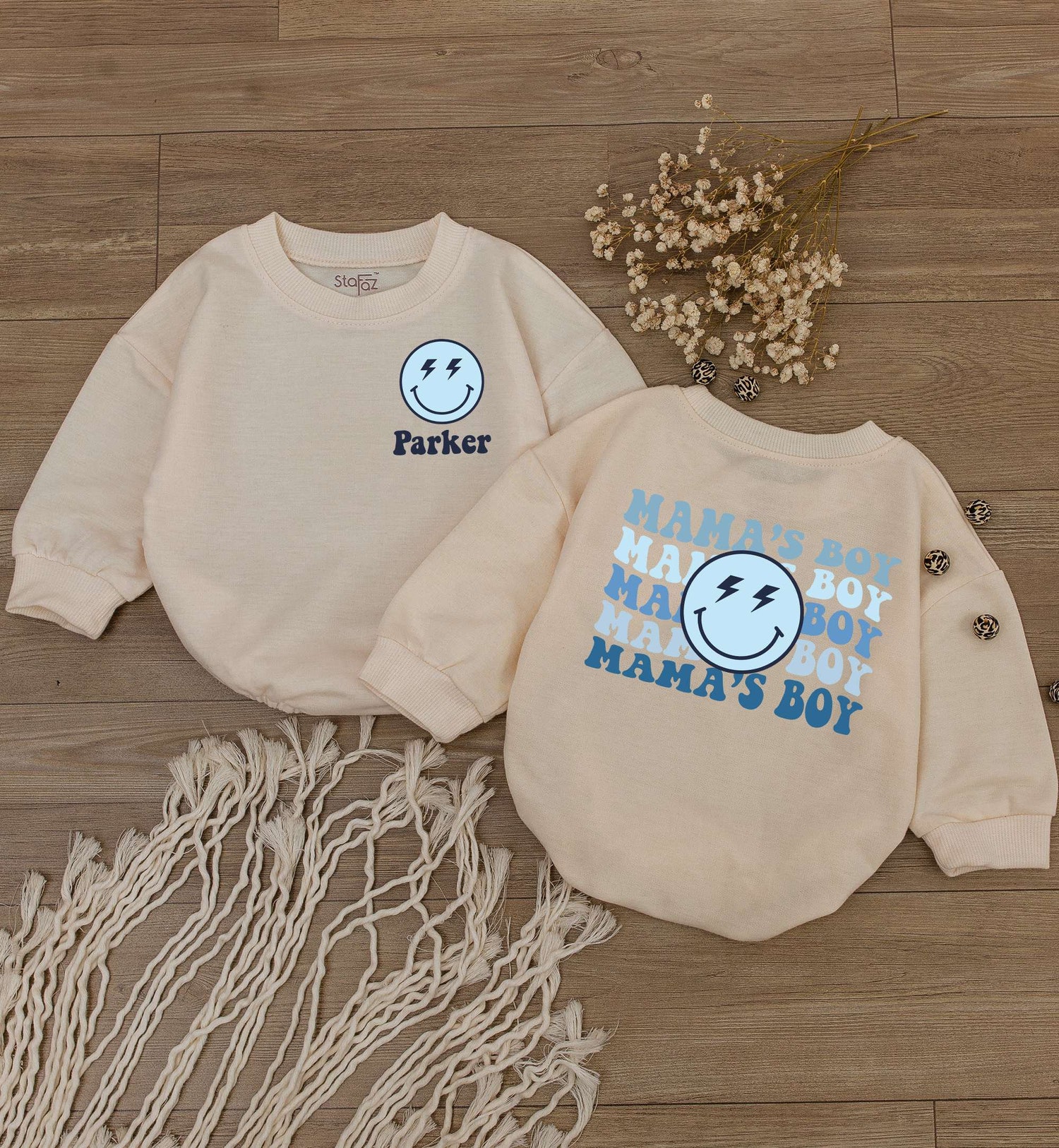 Custom Mama's Boy Baby Romper Newborn Outfit Mother's Day Gift Baby Shower Present image 1